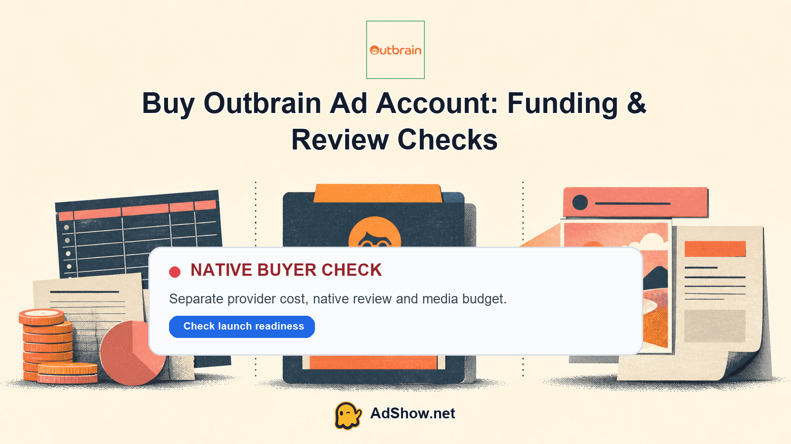 buy Outbrain ad account setup fee and access buyer guide