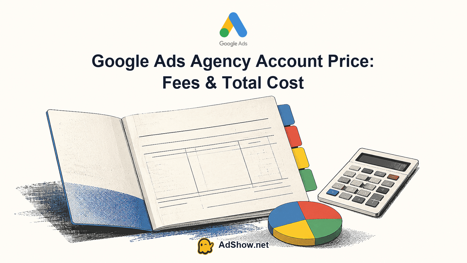 Google Ads agency account price broken into setup, funding, media spend and operating cost
