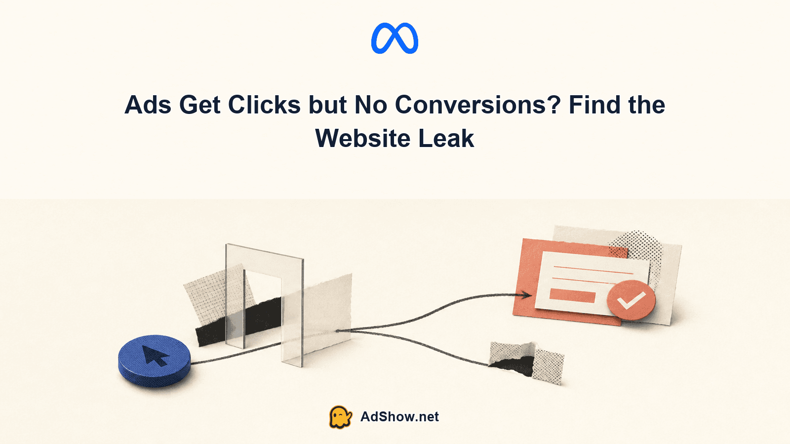 Media buyer tracing the conversion path from an ad click through a landing page, form submission, tracking event, and sales follow-up